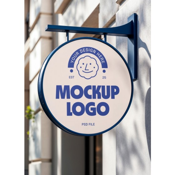 Round Store Sign Logo Mockup for Brand Display Design